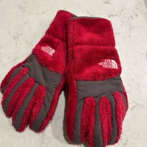 The North Face Pink and Dark Gray Fleece Gloves